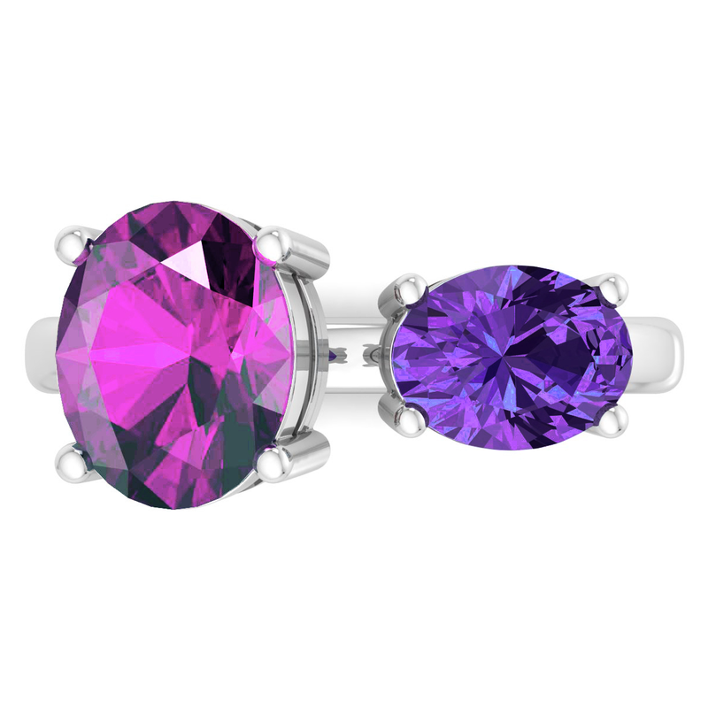 Martha Stewart 3 3/4ctw. Pink Sapphire & Amethyst Two Stone Ring In Sterling Silver image number null